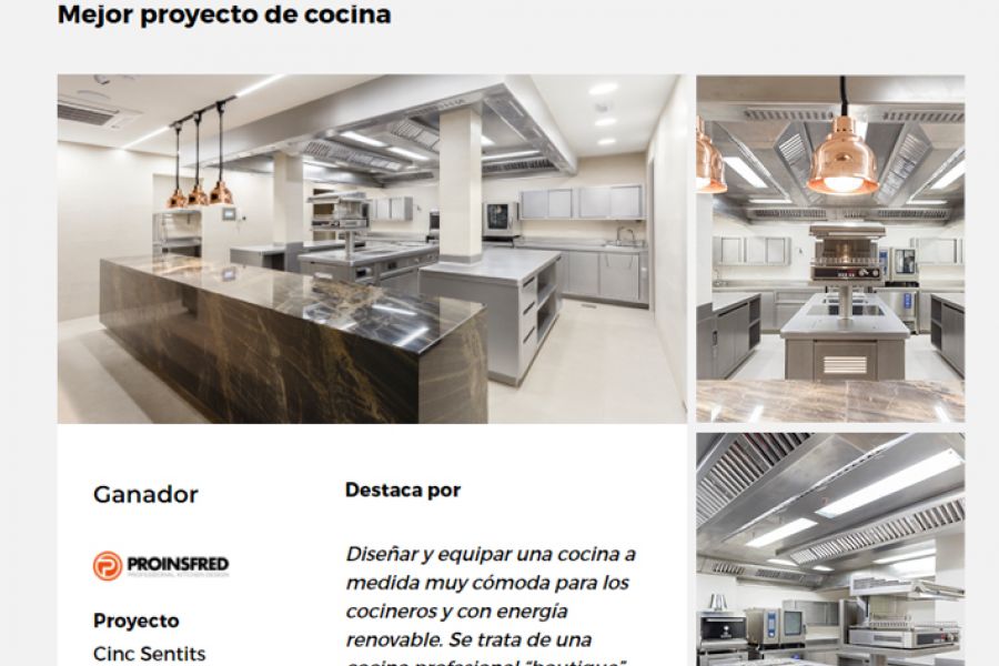 Proinsfred gana los Hostelco Awards 2020 en la categoría "Mejor proyecto de cocina"